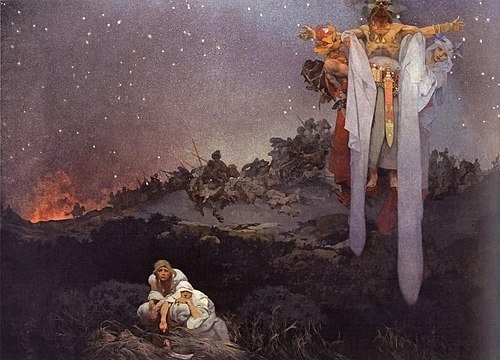 Les Slaves dans leur site préhistorique, 1912, Alfons Mucha