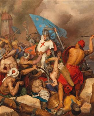 Die Eroberung von Akkon im Jahr 1191 durch Leopold V., 1841, Fritz Allemand
