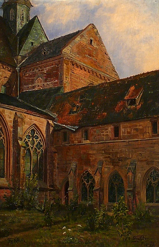 Fritzlar Church, Eastern Section and Monastery Garden, 1879, Fritz von Wille