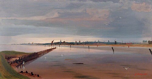 Breydon Water, Norfolk, 1871, Frederick Sandys