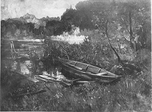 Landschaft bei Ferch (Seeufer mit Kahn), 1880, Karl Hagemeister