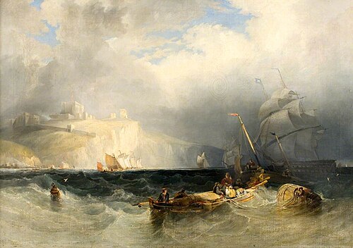 French Fishing Boats in a Gale of Wind off Dover, , George Philip Reinagle