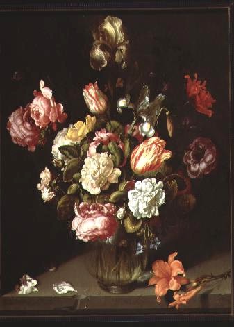 Flowers in a Glass Vase in a Niche, 1619, Jacob Vosmaer