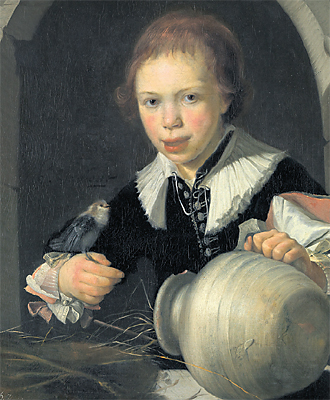 Portrait of a Boy with a Bird, 1643, Karel Slabbaert