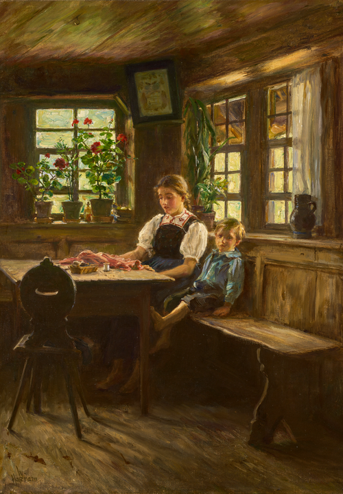 Dans le coin dévotionnel de la pièce, 1880, Wilhelm Hasemann