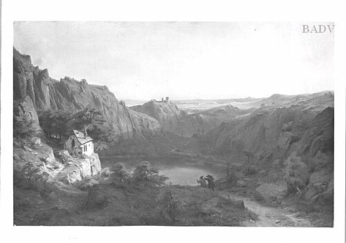 Landscape with Gothic chapel, 1838, Heinrich Funk