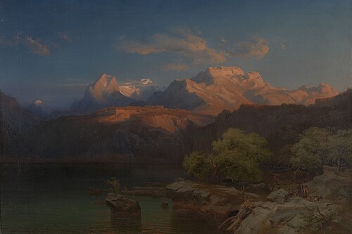 Paysage au crépuscule au Tyrol, 1847, Heinrich Funk