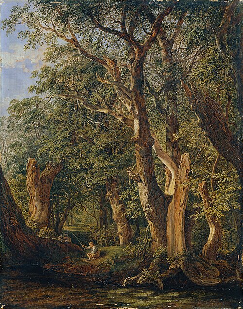 Partie aus dem Prater mit fischenden Knaben, 1831, Matthias Rudolf Toma