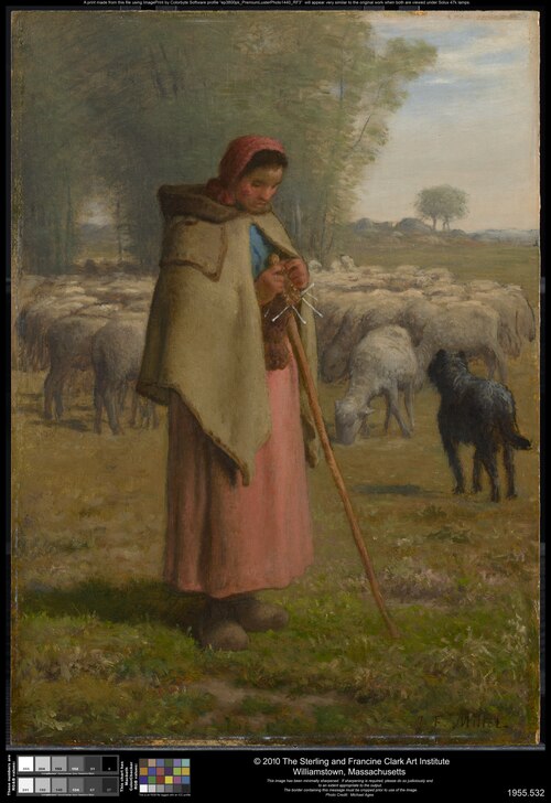 Jeune fille gardant ses moutons, 1861, Jean-François Millet
