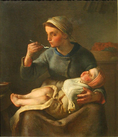 La bouillie, 1861, Jean-François Millet