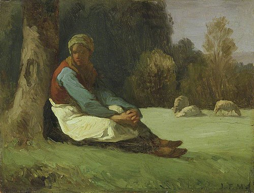 Seated Shepherdess, , Jean-François Millet