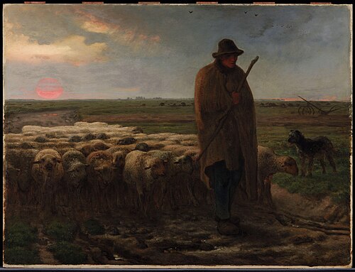 夕暮れに羊を連れ帰る羊飼い, 1858, Jean-François Millet