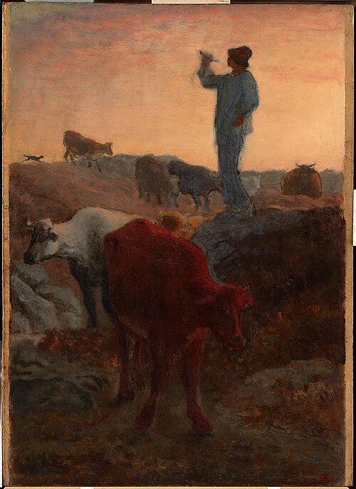 角笛を吹く牛飼い, 制作年不詳, 1865, Jean-François Millet