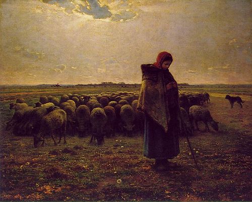 Shepherdess with her Flock, 1863, Jean-François Millet