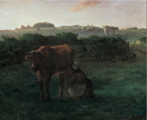 Femme trayant une vache, 1855, Jean-François Millet