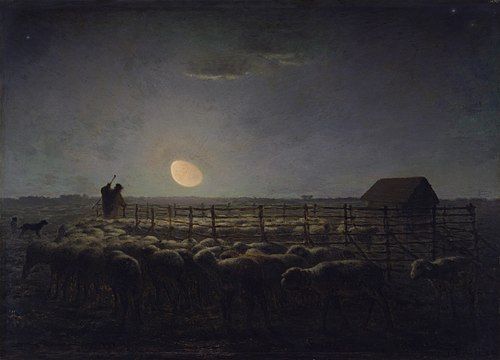 The Sheepfold, Moonlight, 1858, Jean-François Millet