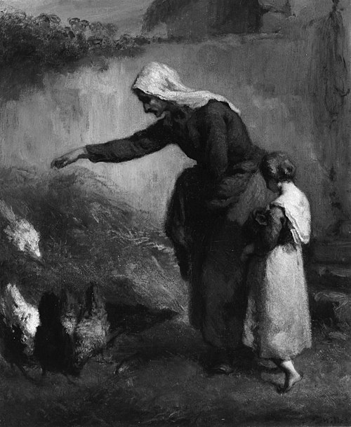 Woman Feeding Chickens, 1850, Jean-François Millet