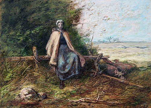 Shepherdess by Jean-François Millet, 1860, Jean-François Millet