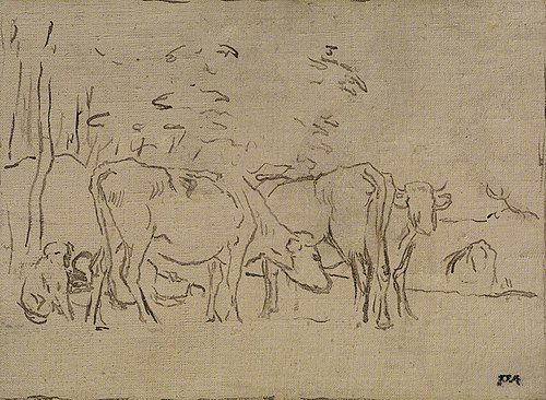 Landscape with Cows, Cowherd and Dog, , Jean-François Millet