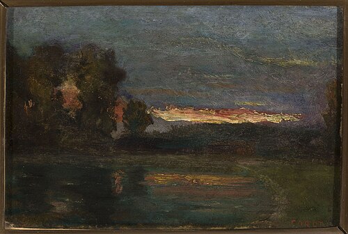 Landscape – Dusk at the waterside, , Jean-Baptiste Camille Corot