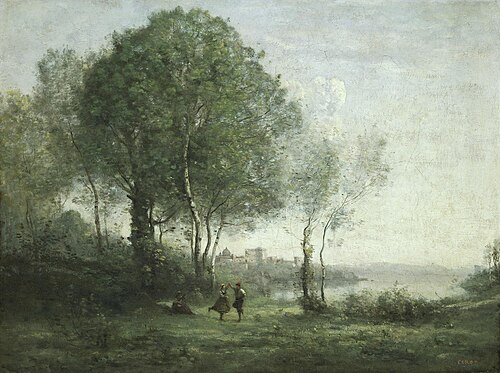 Castel Gandolfo, Dancing Tyrolean Shepherds by Lake Albano, 1857, Jean-Baptiste Camille Corot