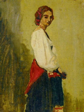 Jeune Italienne debout, le corps de profil et la tête de face, 1825, Jean-Baptiste Camille Corot