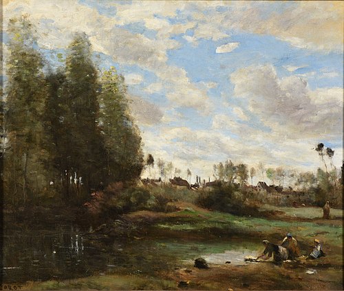 Laveuses au bord de l'eau, 1865, Jean-Baptiste Camille Corot