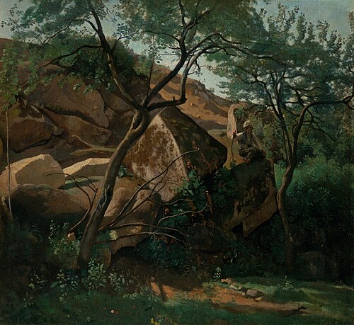 Young Shepherd among the Rocks (Forest of Fontainebleau), 1842, Jean-Baptiste Camille Corot