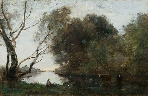 Lake: Sun Setting, , Jean-Baptiste Camille Corot