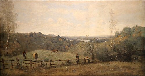 The heights above Sèvres. Enclosed pasture., 1867, Jean-Baptiste Camille Corot