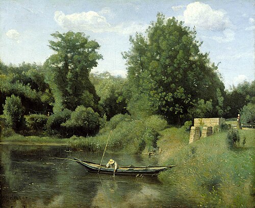 Ville-d'Avray. Le pêcheur auprès de l'écluse, 1852, Jean-Baptiste Camille Corot