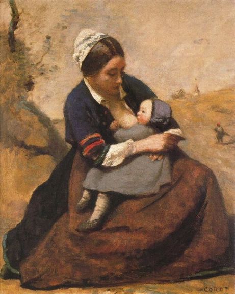 Bretonne allaitant son enfant, , Jean-Baptiste Camille Corot
