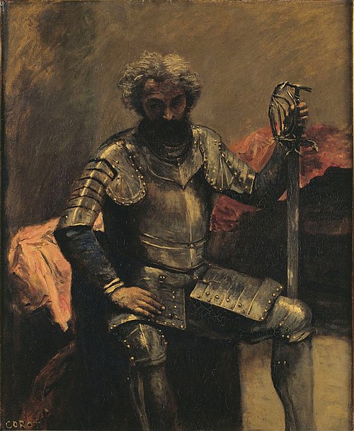 The seated armed Man, 1850, Jean-Baptiste Camille Corot
