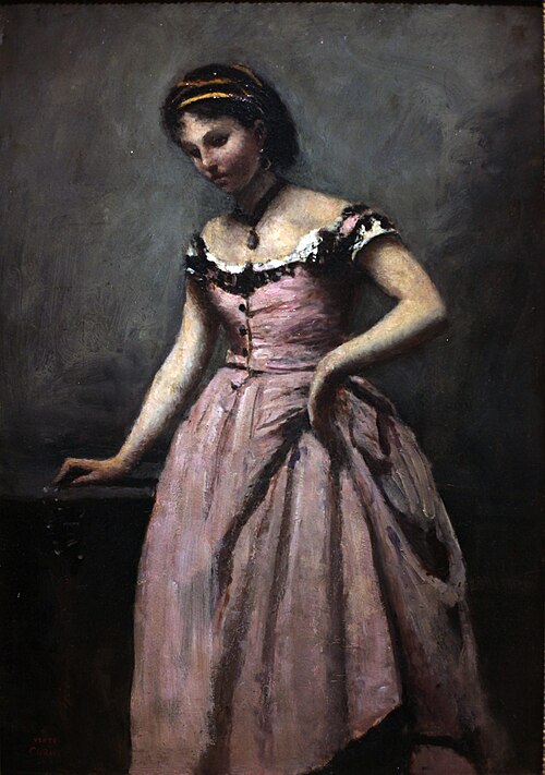 Young woman in pink dress, 1862, Jean-Baptiste Camille Corot
