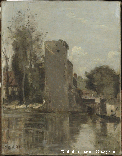 Tower at the water's edge, 1860, Jean-Baptiste Camille Corot