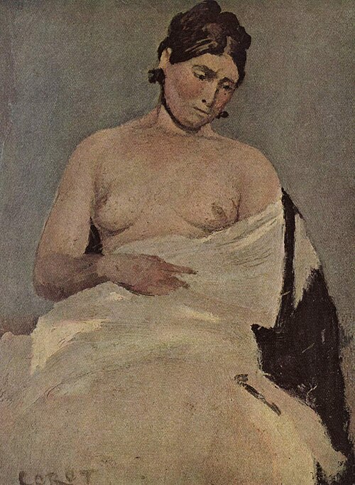 Seated Woman With Bare Bosom, 1835, Jean-Baptiste Camille Corot