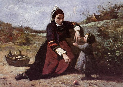 Femme bretonne et sa petite fille, 1855, Jean-Baptiste Camille Corot