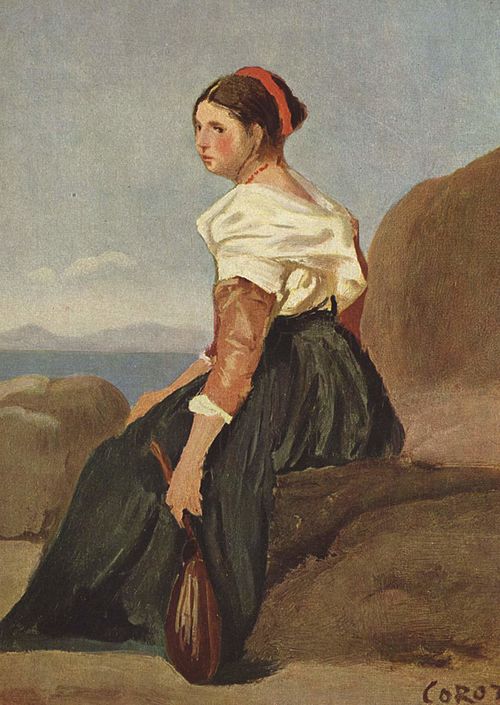 Femme avec mandoline, 1826, Jean-Baptiste Camille Corot
