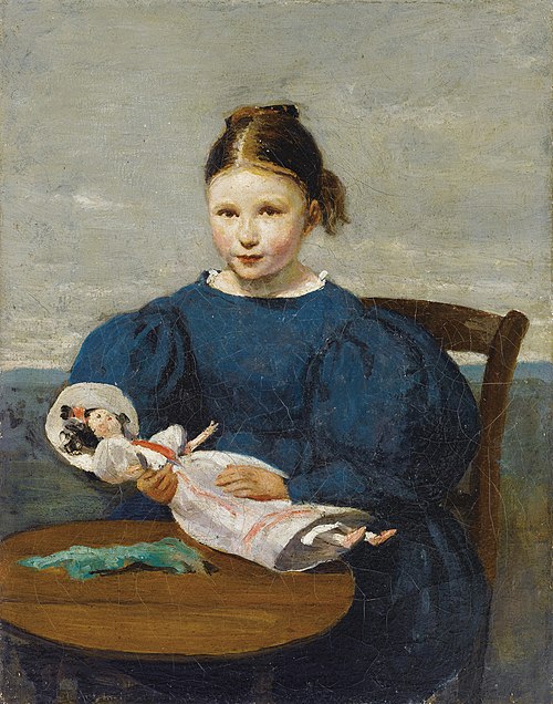 Little Girl With a Doll, , Jean-Baptiste Camille Corot