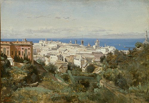 Gênes, vue de la promenade Acqua Sola, 1834, Jean-Baptiste Camille Corot