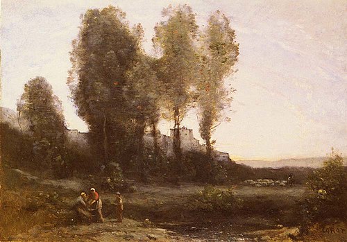 Monastery Behind Trees, 1855, Jean-Baptiste Camille Corot