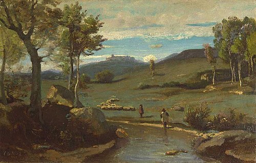 Roman Campagna - Rocky Valley with a Herd, 1826, Jean-Baptiste Camille Corot