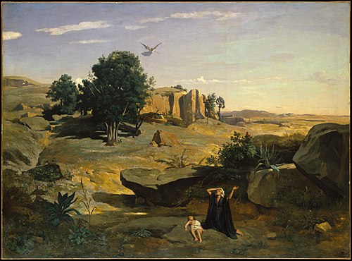 Hagar in the Wilderness, 1835, Jean-Baptiste Camille Corot