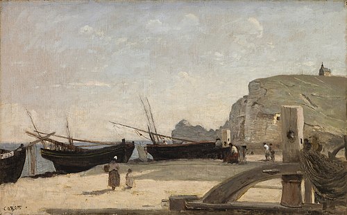 La Plage, Étretat, 1872, Jean-Baptiste Camille Corot