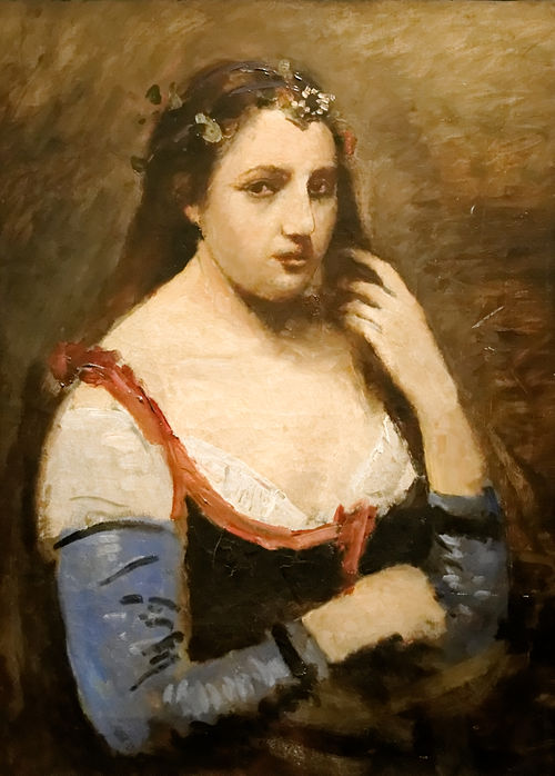 Lady with Daisies, 1870, Jean-Baptiste Camille Corot
