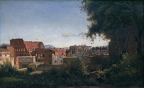 The Coliseum Seen from the Farnese Gardens, 1826, Jean-Baptiste Camille Corot