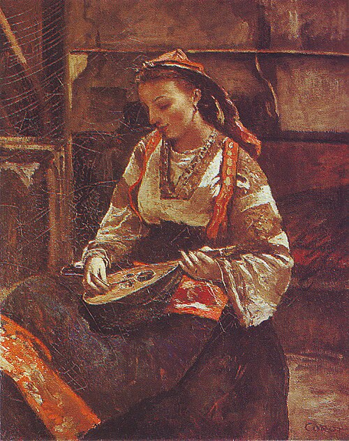Italienne Assise Jouant de la Mandoline, 1865, Jean-Baptiste Camille Corot
