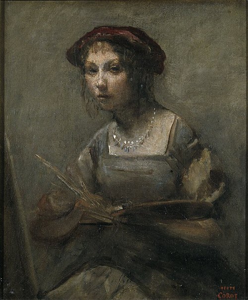 Young Girl Holding a Palette, 1850, Jean-Baptiste Camille Corot