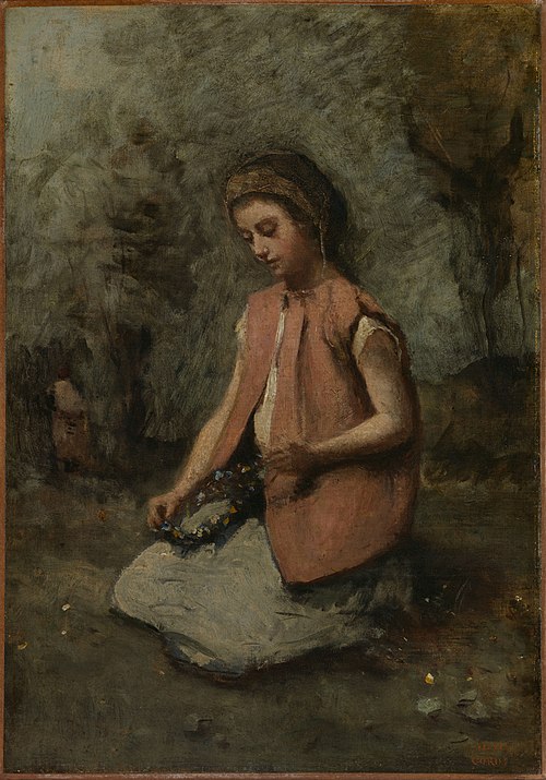 Girl Weaving a Garland, 1860, Jean-Baptiste Camille Corot