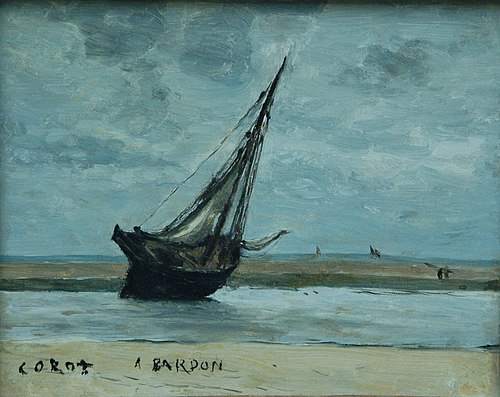 Trouville, bateau échoué, 1830, Jean-Baptiste Camille Corot